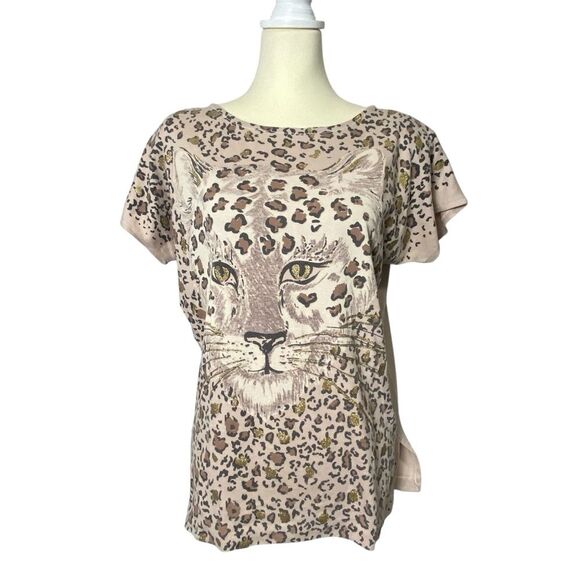 Vintage 80's East River Clothing Co. Leopard Print Glittery Top Women's Size L - Picture 1 of 16